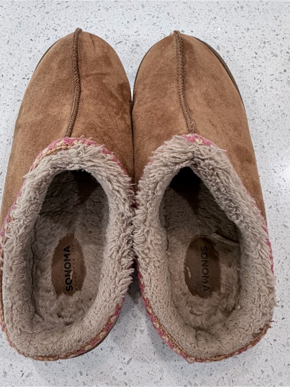 Sonoma Brown Cozy Faux-Suede Fleece-Lined Slip-Ons